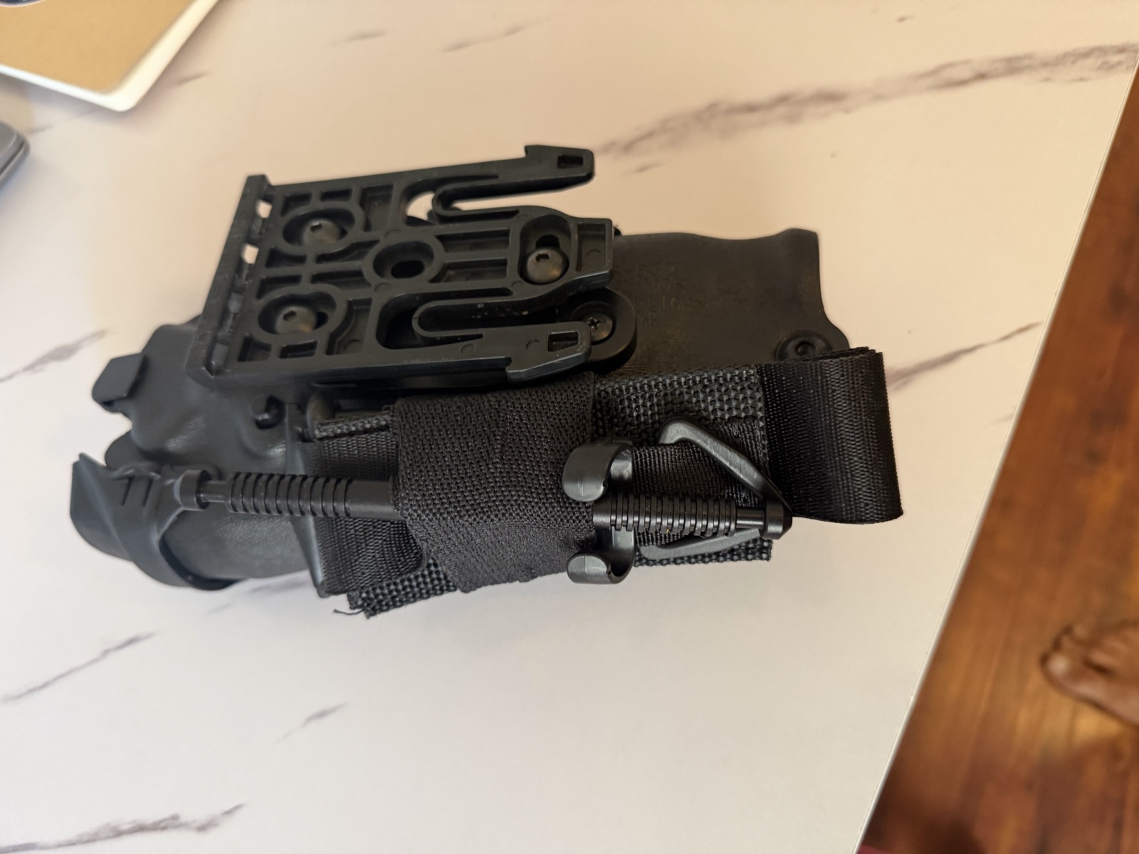 RideStop band secured on the holster mount, back view